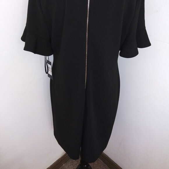Tommy Hilfiger Black Flutter Sleeve Patch Pocket Shift Dress Size 12 - Picture 4 of 9